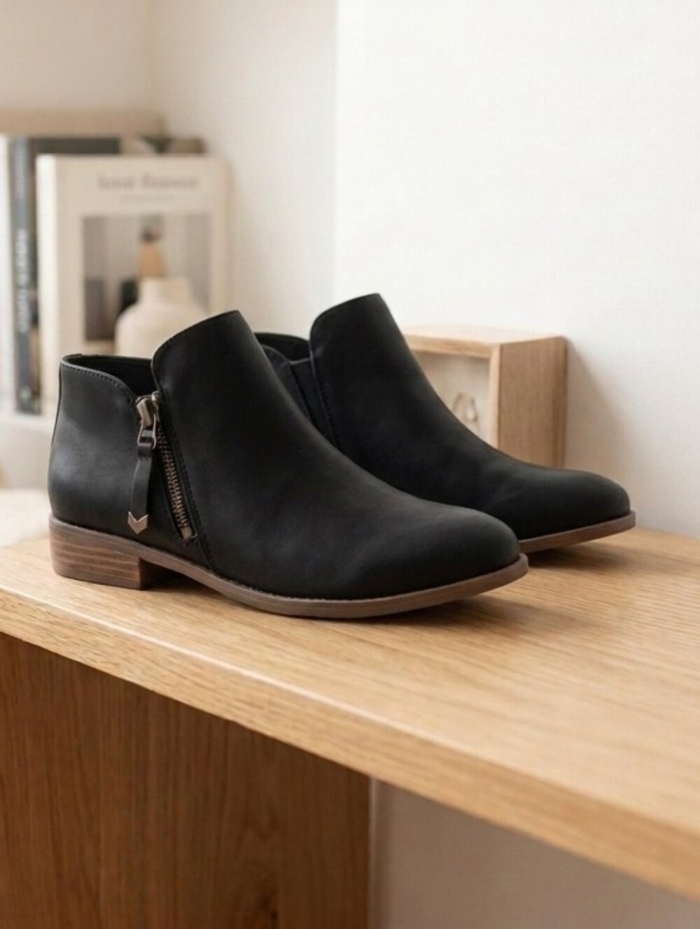 Dr. Scholl's Women's Black Perforated Faux Suede Ankle Booties